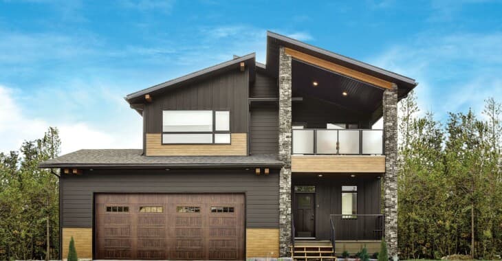 Composite cladding on a modern home